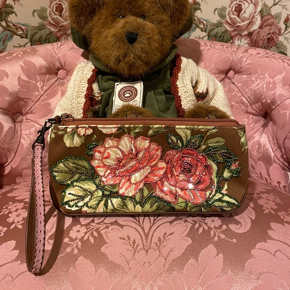 ISABELLA FIORE vintage floral  cosmetic bag/ wristlet.